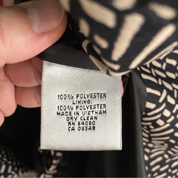 Kasper Suit Jacket Blazer Black with Beige Print Button Front Fitted Lined 2P - Picture 14 of 14